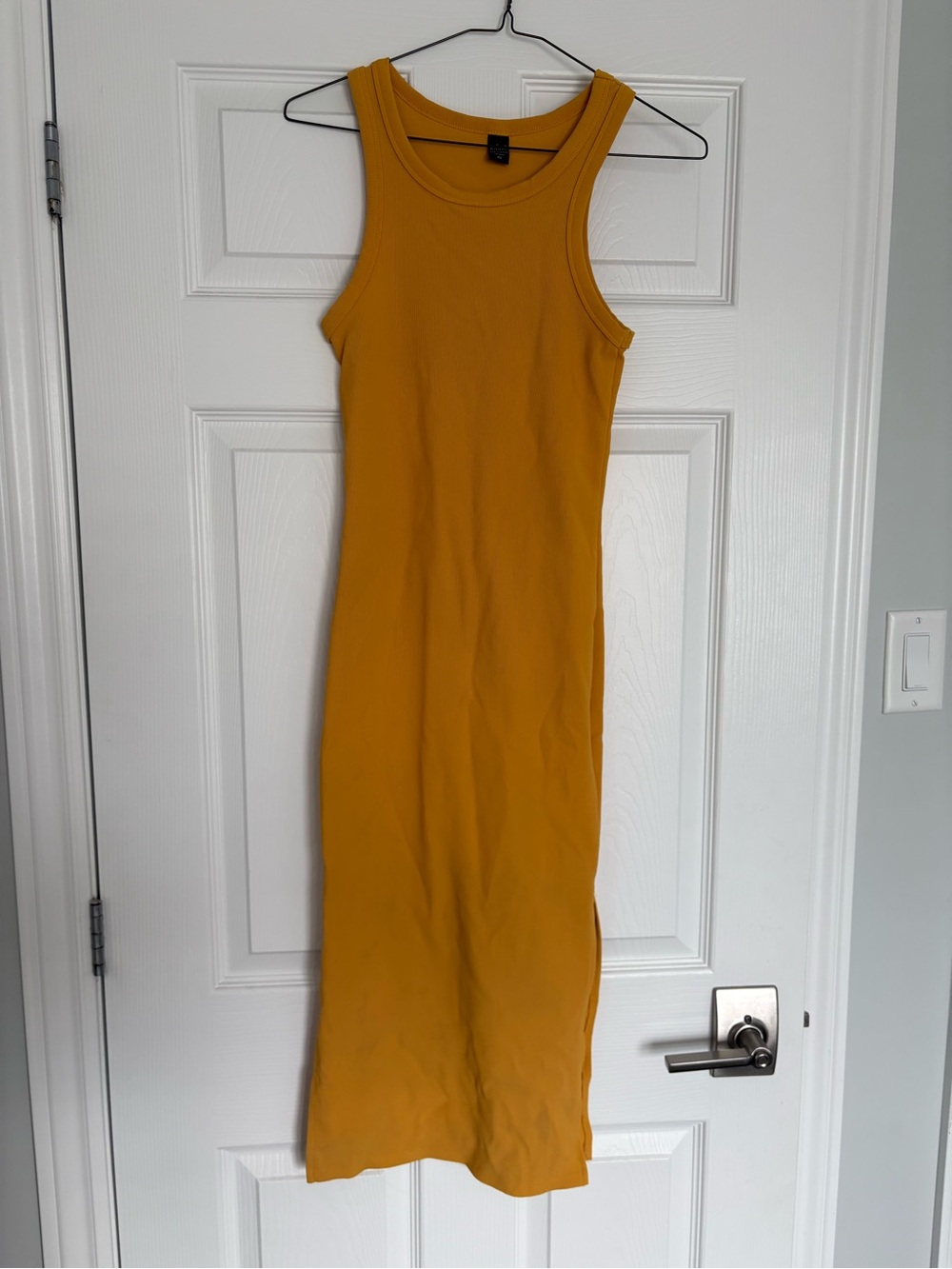 Sleeveless Mustard Ribbed Tank Dress